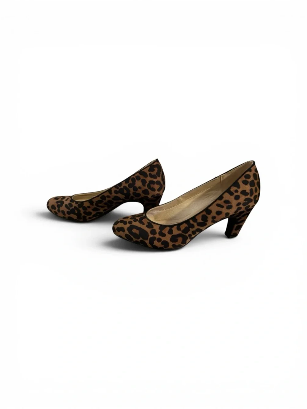 Life Stride Leopard Print Mid Heel Pumps - Brown & Black - Picture 5 of 9